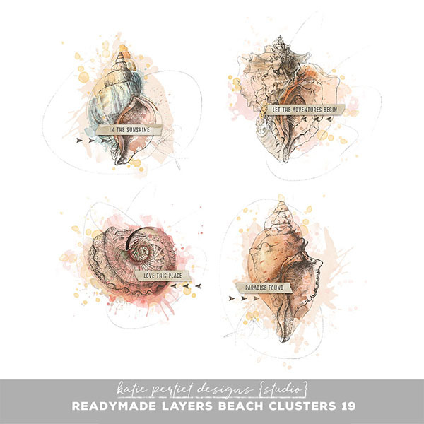 Readymade Layers Beach Clusters 19 Digital Art - Digital Scrapbooking Kits