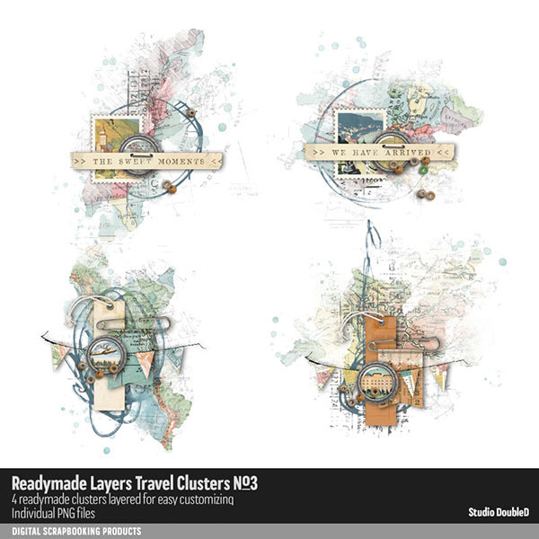 Readymade Layers Travel Clusters 03 Digital Art - Digital Scrapbooking Kits