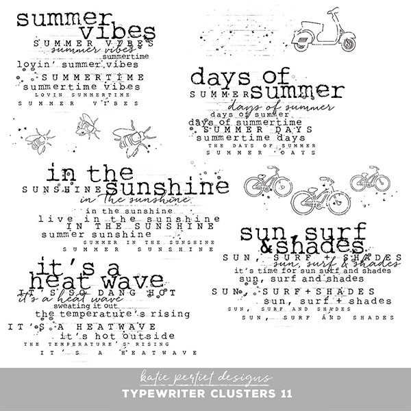 Typewriter Clusters 11 Digital Art - Digital Scrapbooking Kits