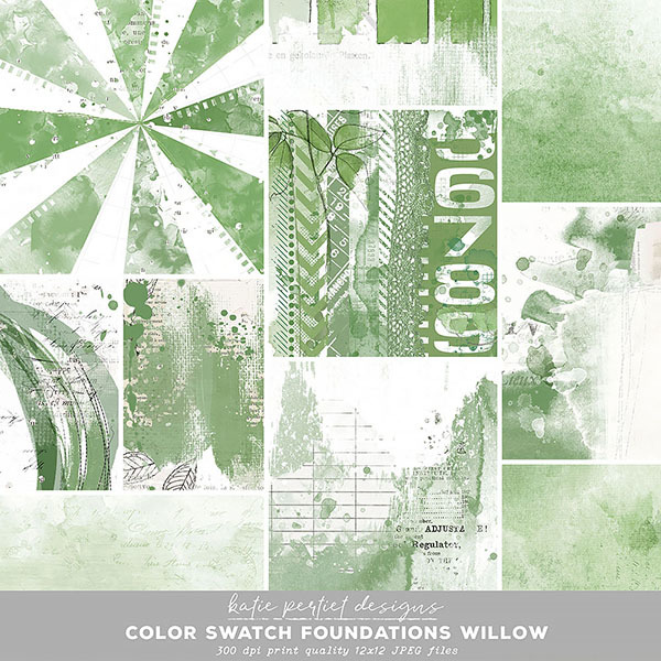 Color Swatch Willow Scrapbook Bundle Digital Art - Digital Scrapbooking Kits