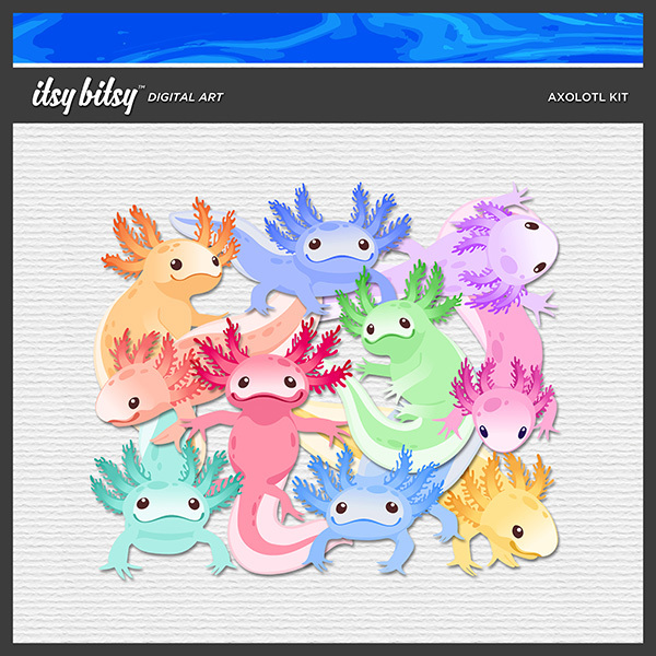 Axolotl Kit Digital Art - Digital Scrapbooking Kits