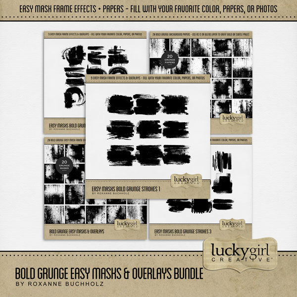 Bold Grunge Easy Masks & Overlays Bundle Digital Art - Digital Scrapbooking Kits