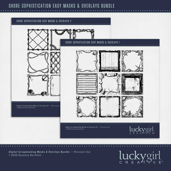 Shore Sophistication Easy Masks & Overlays Bundle Digital Art - Digital Scrapbooking Kits