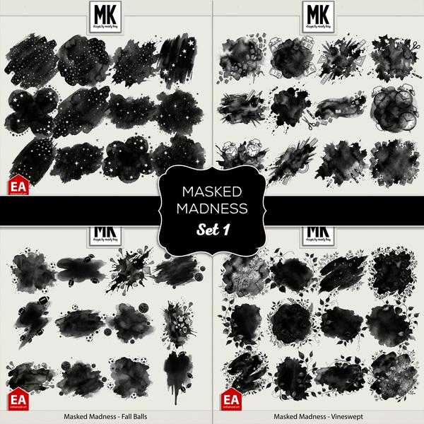 Masked Madness - Set 1 Digital Art - Digital Scrapbooking Kits