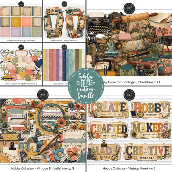 Hobby Collector Vintage Bundle Digital Art - Digital Scrapbooking Kits