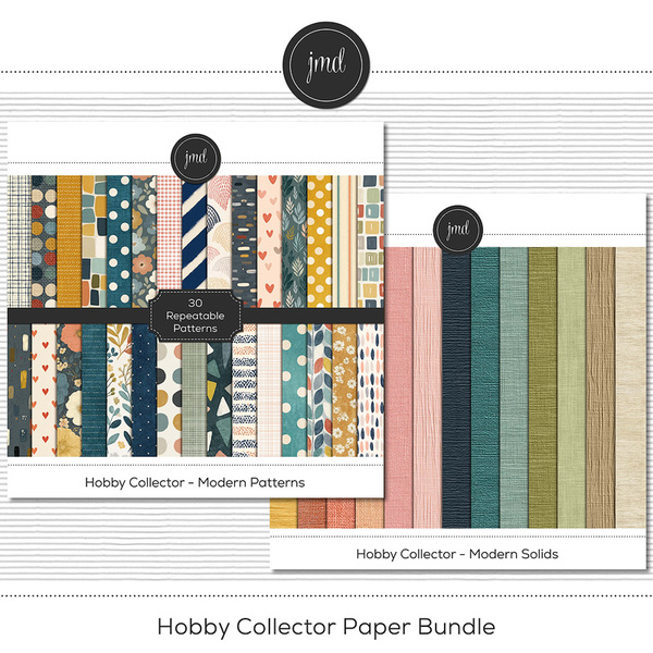 Hobby Collector Modern Paper Bundle Digital Art - Digital Scrapbooking Kits