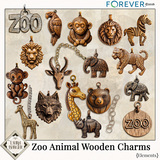 Wooden Zoo Animal Charms