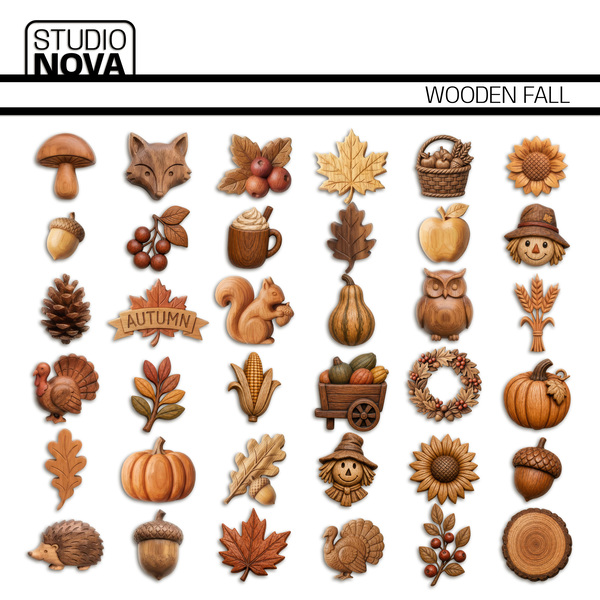 Wooden Fall Digital Art - Digital Scrapbooking Kits