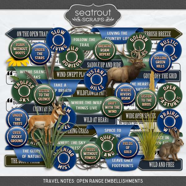 Travel Notes - Open Range Digital Art - Digital Scrapbooking Kits