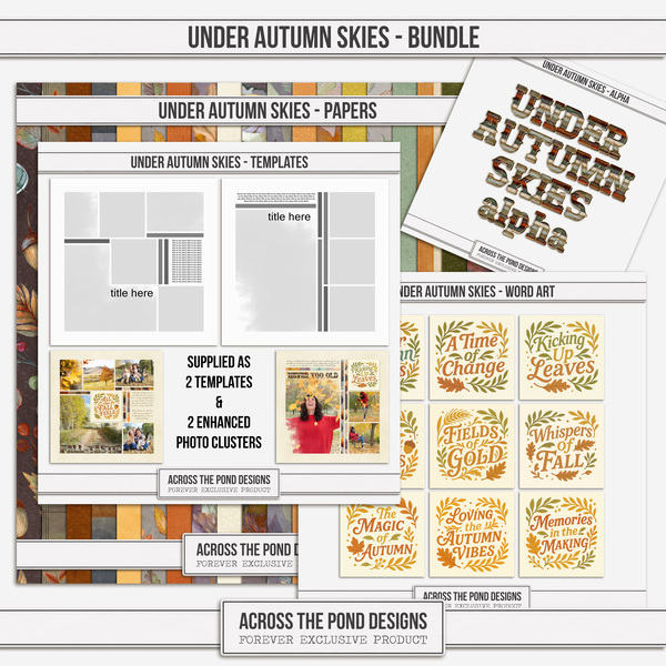 Under Autumn Skies Bundle Digital Art - Digital Scrapbooking Kits