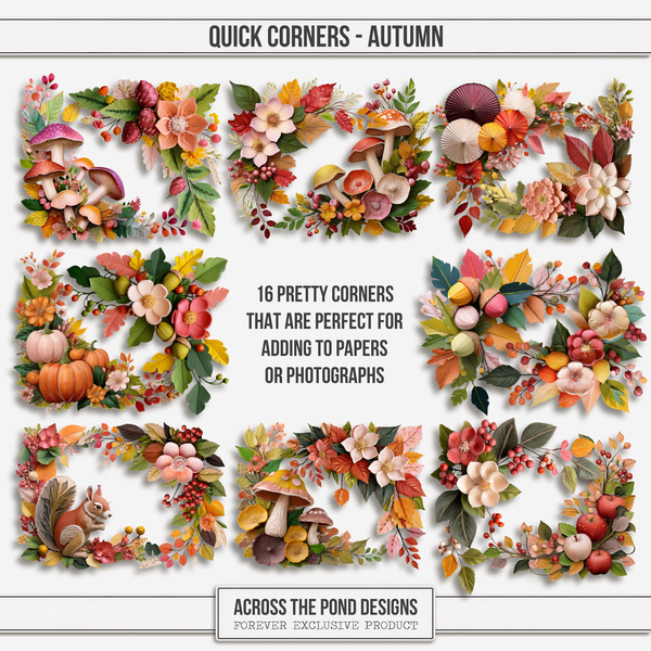 Quick Corners - Autumn Digital Art - Digital Scrapbooking Kits