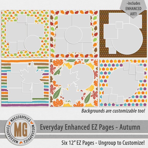 Everyday Enhanced EZ Pages - Autumn Digital Art - Digital Scrapbooking Kits