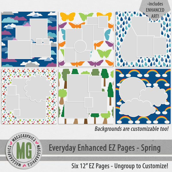 Everyday Enhanced EZ Pages - Spring Digital Art - Digital Scrapbooking Kits