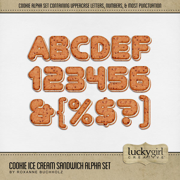 Cookie Ice Cream Sandwich Alpha Set Digital Art - Digital Scrapbooking Kits