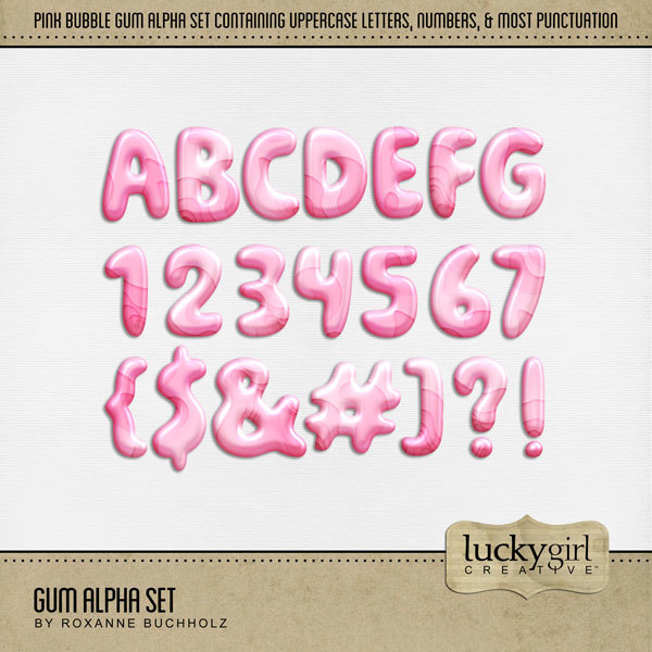 Gum Alpha Set Digital Art - Digital Scrapbooking Kits