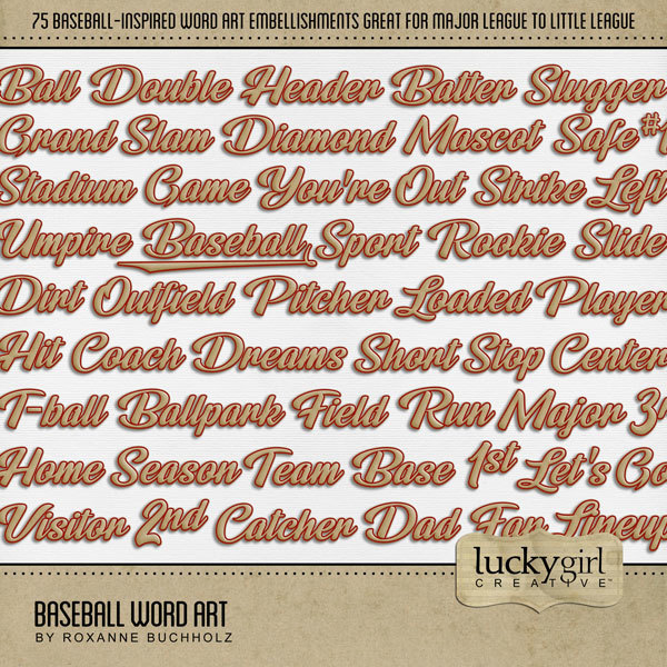 Baseball Word Art Digital Art - Digital Scrapbooking Kits