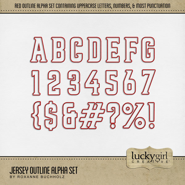 Jersey Outline Alpha Set Digital Art - Digital Scrapbooking Kits