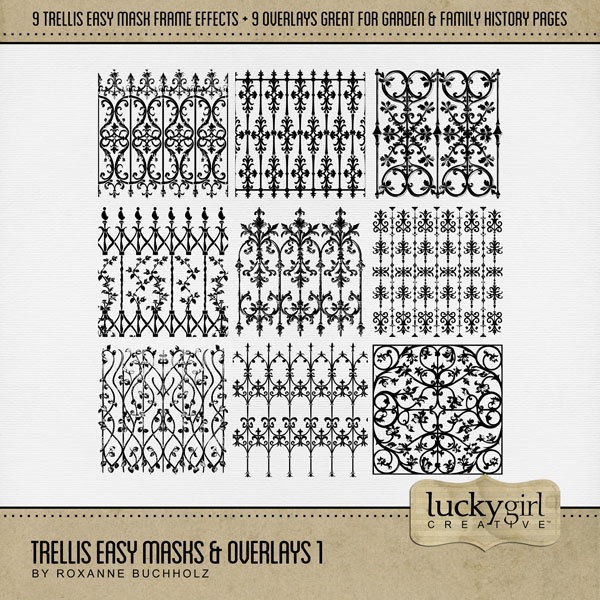 Trellis Easy Masks & Overlays 1 Digital Art - Digital Scrapbooking Kits