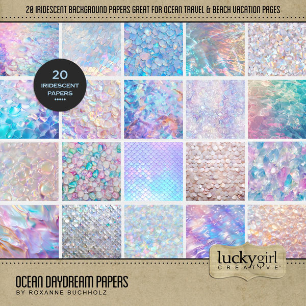 Ocean Daydream Papers Digital Art - Digital Scrapbooking Kits