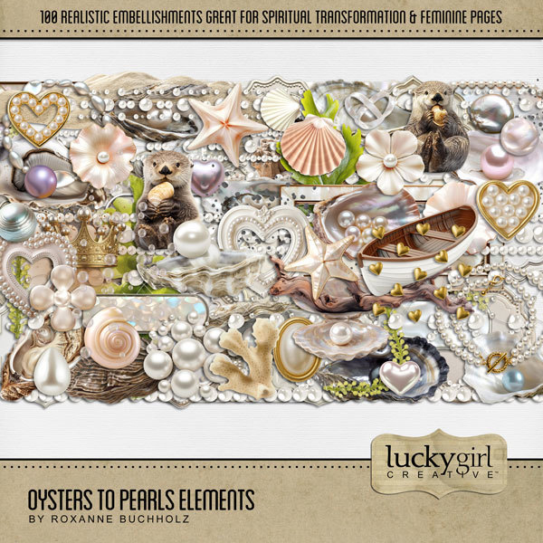 Oysters to Pearls Elements Digital Art - Digital Scrapbooking Kits