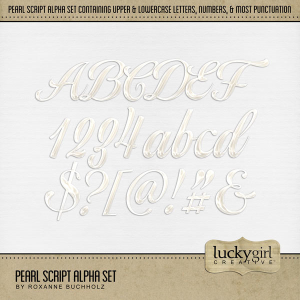 Pearl Script Alpha Set Digital Art - Digital Scrapbooking Kits