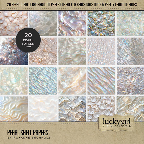Pearl Shell Papers Digital Art - Digital Scrapbooking Kits