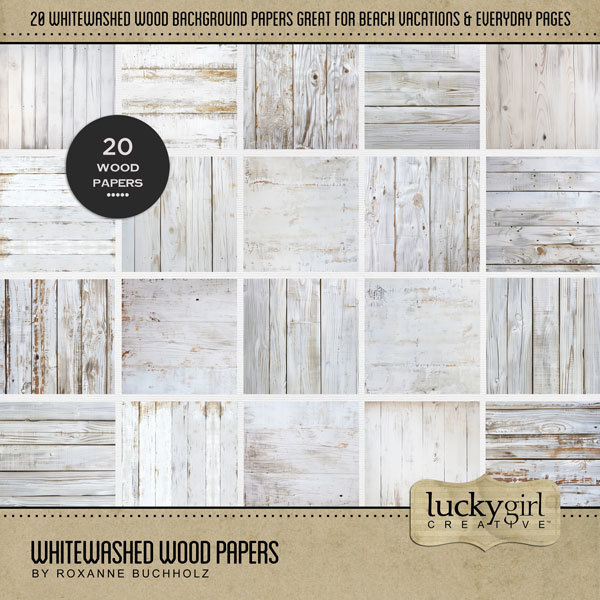 Whitewashed Wood Papers Digital Art - Digital Scrapbooking Kits