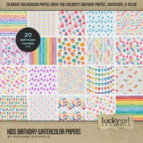 Kids Birthday Watercolor Papers