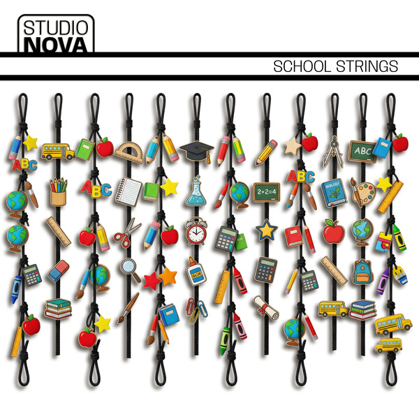 School Strings Digital Art - Digital Scrapbooking Kits