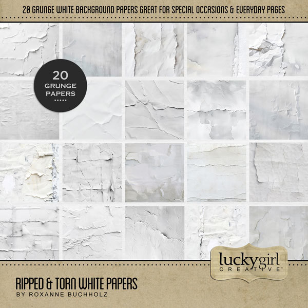 Ripped & Torn White Papers Digital Art - Digital Scrapbooking Kits