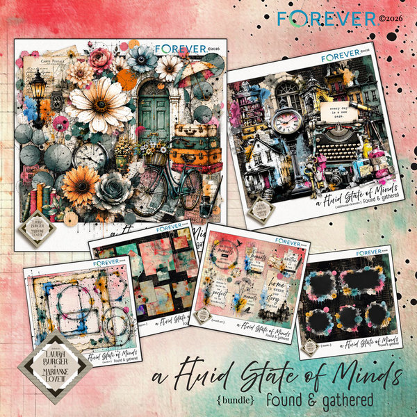 A Fluid State of Mind 8 - Found & Gathered Bundle Digital Art - Digital Scrapbooking Kits