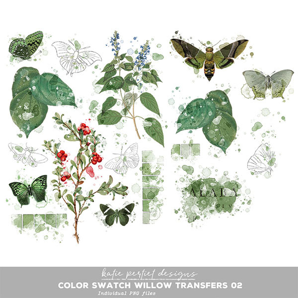 Color Swatch Willow Transfers 02 Digital Art - Digital Scrapbooking Kits