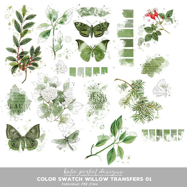 Color Swatch Willow Transfers 01 Digital Art - Digital Scrapbooking Kits