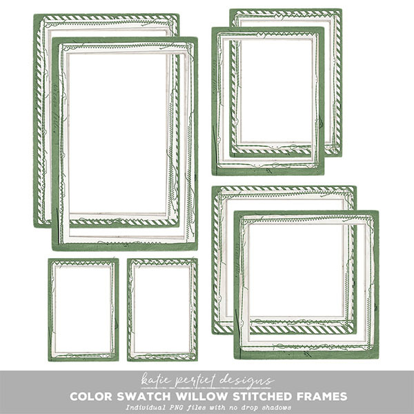 Color Swatch Willow Stitched Frames Digital Art - Digital Scrapbooking Kits