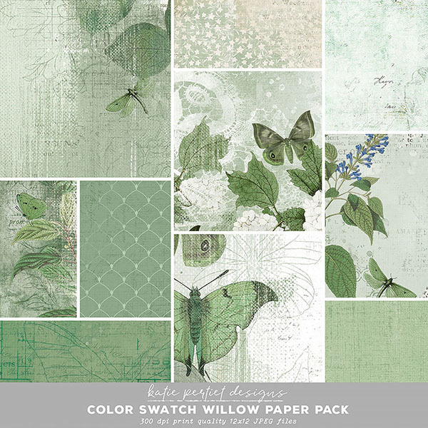 Color Swatch Willow Paper Pack Digital Art - Digital Scrapbooking Kits
