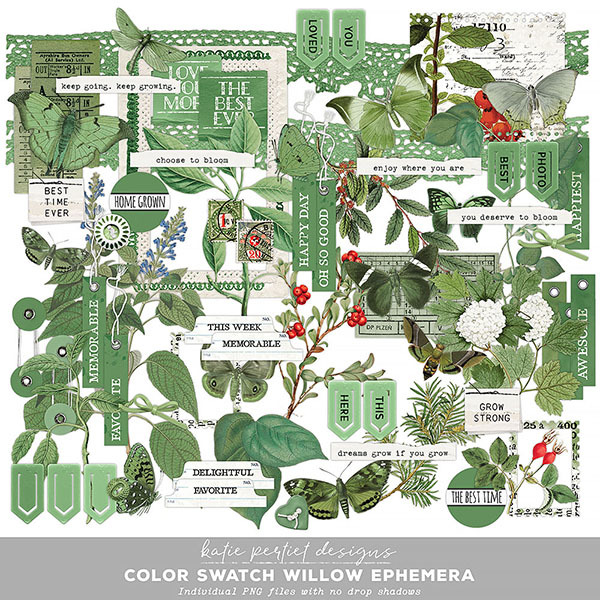 Color Swatch Willow Ephemera Digital Art - Digital Scrapbooking Kits