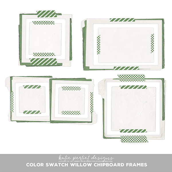 Color Swatch Willow Chipboard Frames Digital Art - Digital Scrapbooking Kits