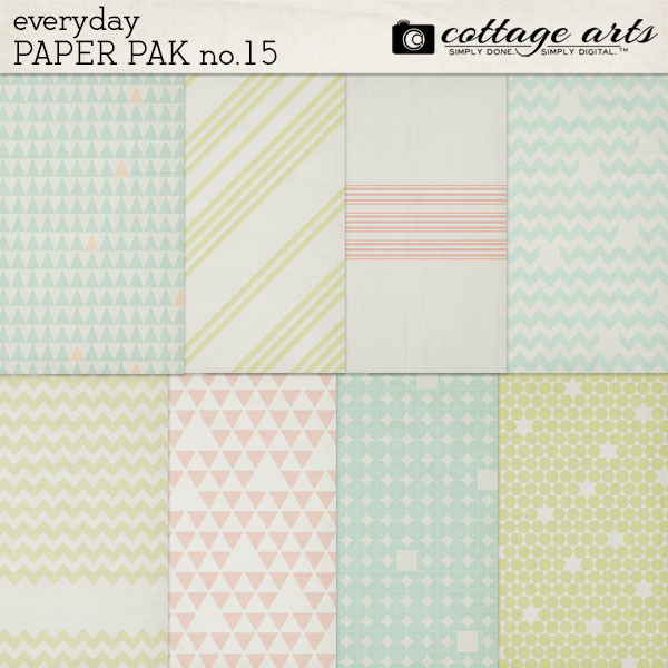 Everyday 15 Paper Pak Digital Art - Digital Scrapbooking Kits