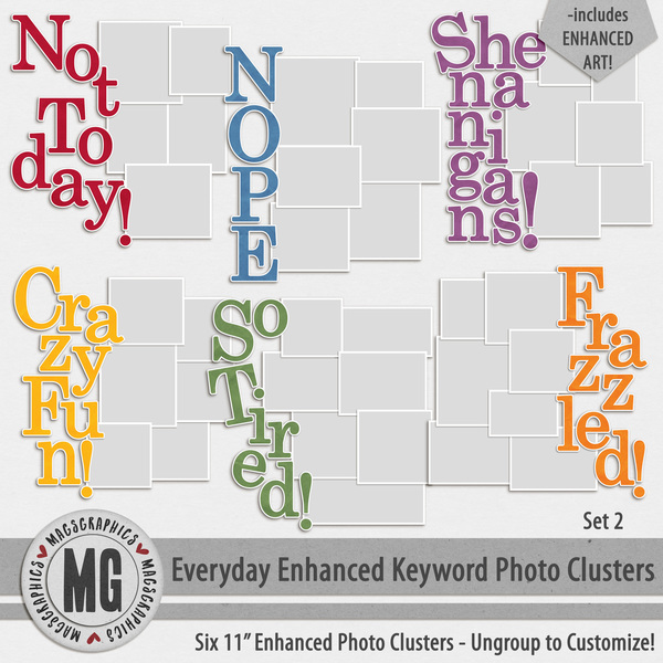Everyday Enhanced Keyword Photo Clusters 2 Digital Art - Digital Scrapbooking Kits