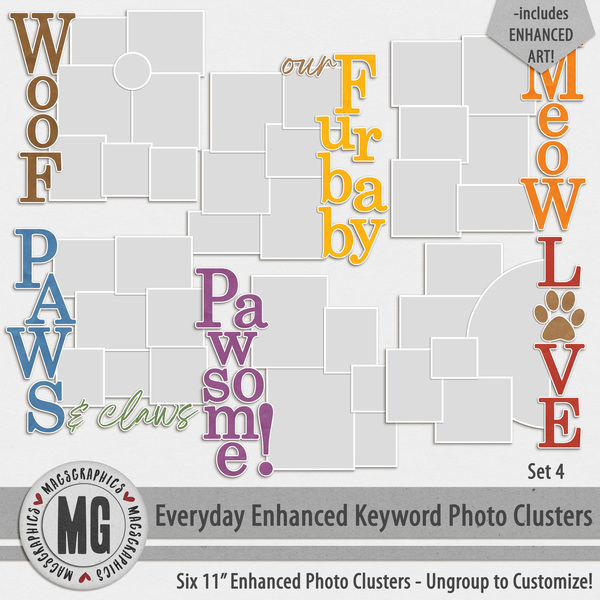 Everyday Enhanced Keyword Photo Clusters 4 Digital Art - Digital Scrapbooking Kits