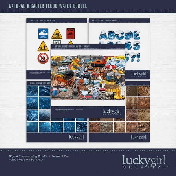 Natural Disaster Flood Water Bundle Digital Art - Digital Scrapbooking Kits