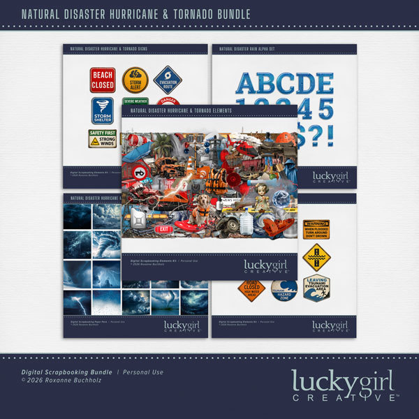 Natural Disaster Hurricane & Tornado Bundle Digital Art - Digital Scrapbooking Kits