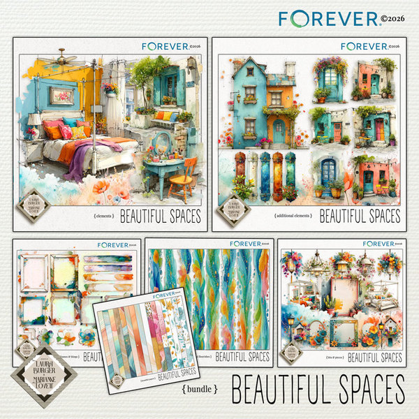 Beautiful Spaces Digital Art - Digital Scrapbooking Kits