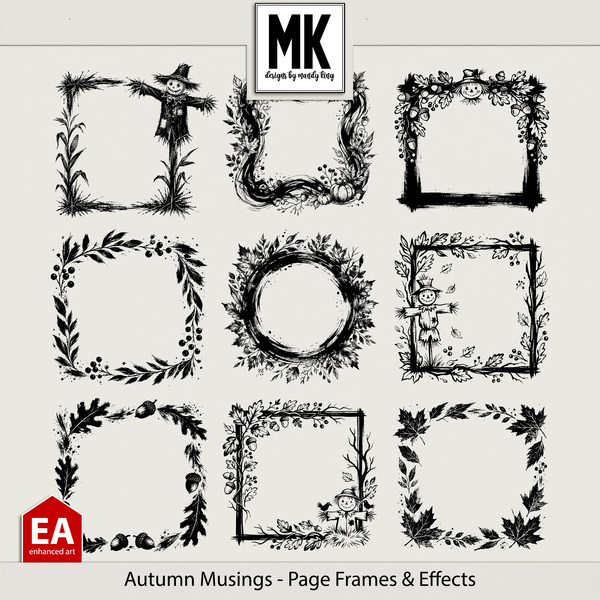 Autumn Musings - Page Frames & Effects Digital Art - Digital Scrapbooking Kits