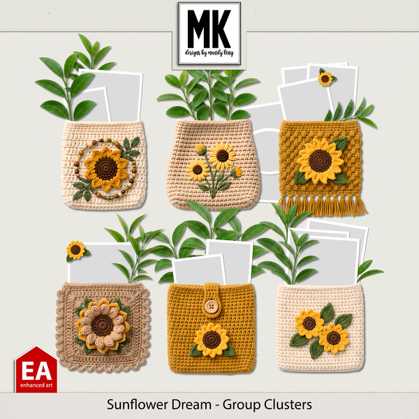 Sunflower Dream - Group Clusters Digital Art - Digital Scrapbooking Kits
