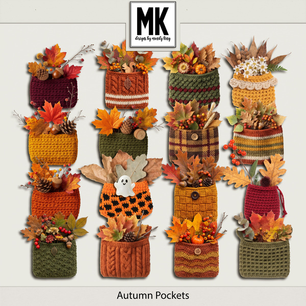 Autumn Pockets Digital Art - Digital Scrapbooking Kits