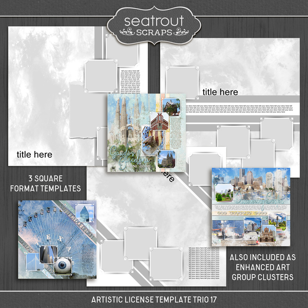 Artistic License Template Trio 17 Digital Art - Digital Scrapbooking Kits