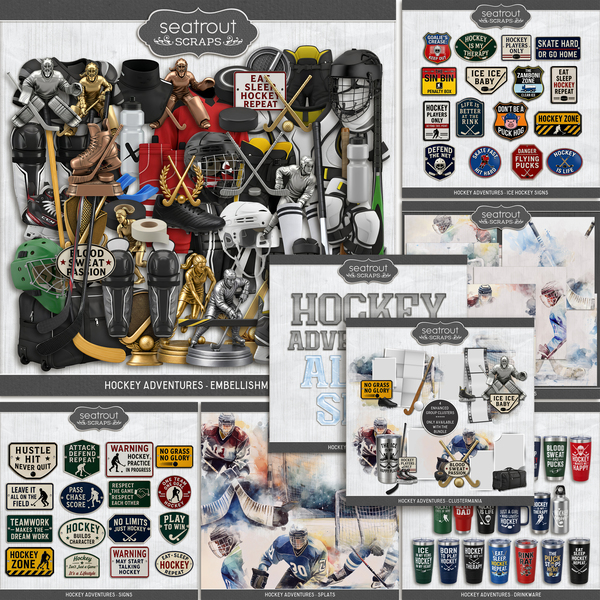 Hockey Adventures Bundle Digital Art - Digital Scrapbooking Kits