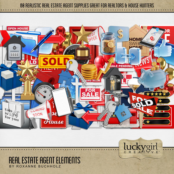 Real Estate Agent Elements Digital Art - Digital Scrapbooking Kits