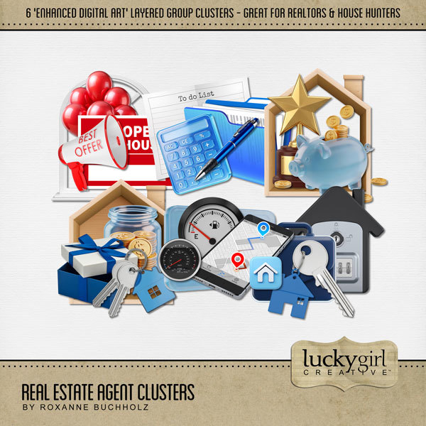Real Estate Agent Clusters Digital Art - Digital Scrapbooking Kits